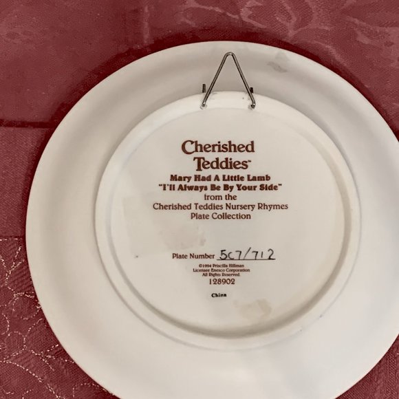 Cherished Teddies - Mary Had A Little Lamb - Nursery Rhyme - Hanging Plate - Picture 3 of 7